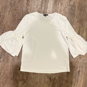 Adrianna Papell Pearl Embellished Trumpet Sleeve Blouse - S